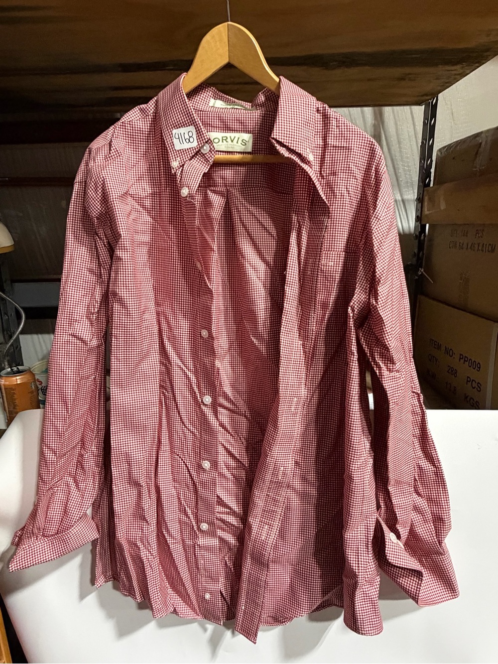 #4168-Orvis Red Gingham Button-Down Shirt